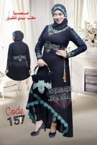 SHROUQ ABAYA-BLACK FRONT-OPENED ABAYA TORQUOISE EMBROIDERED SHROUQ ABAYA-BLACK FRONT-OPENED ABAYA TORQUOISE EMBROIDERED