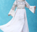 White abaya with colorful embroidered patterns on chest, sleeves, and belt – Special Offer Egypt Abaya